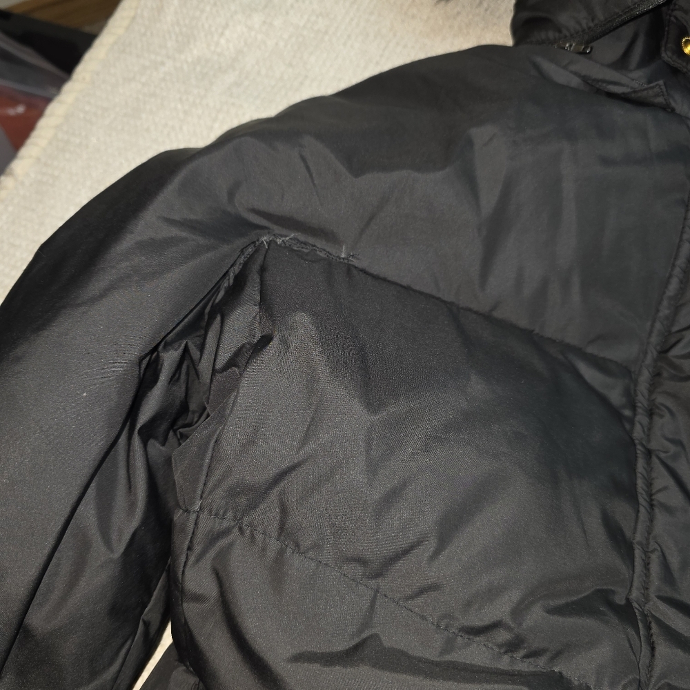 Ellen Tracy Long Puffer Coat Black Racoon Fur Hood Down Fill Women's Size S/M - Picture 15 of 15
